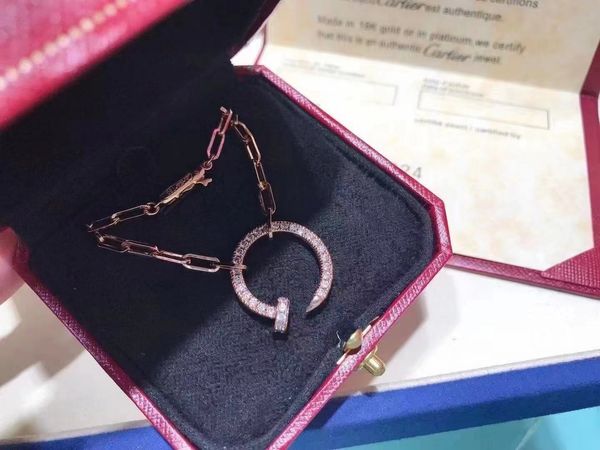 

integrity 18k roses golds nail necklace female personality creativity full diamond rose gold pendant trendsetter versatile clavicle chain, Silver