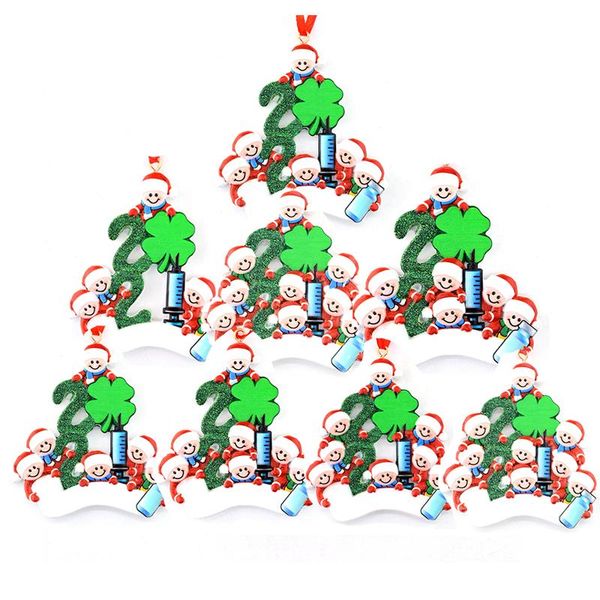 

charms 2021 christmas family resin pendant ornaments series painted tree decoration, Bronze;silver