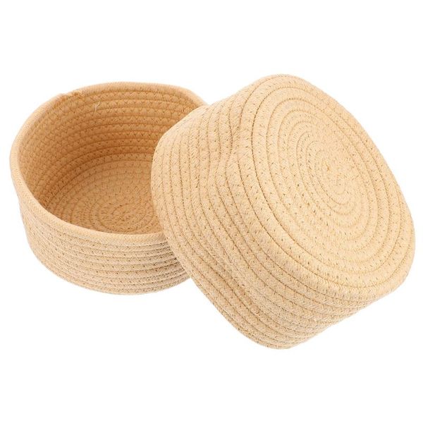 

storage baskets 2pcs khaki cotton rope round organizer for table