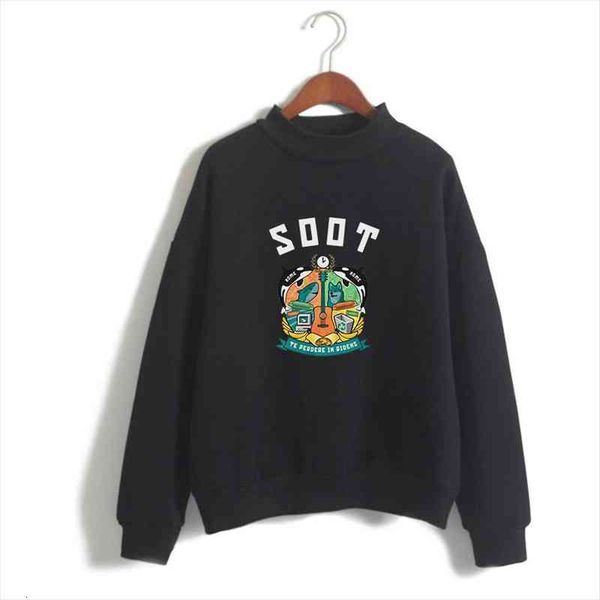 

wilbur soot turtleneck sweatshirt fashion wilbur soot print pullover oversize sweatshirt women, Black