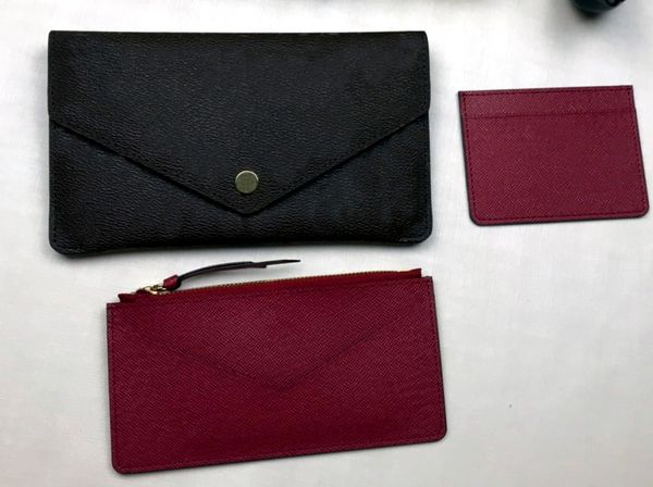 

new women big 3 pieces wallet canvas long coin purse card holder checkbook money bag with box, Red;black