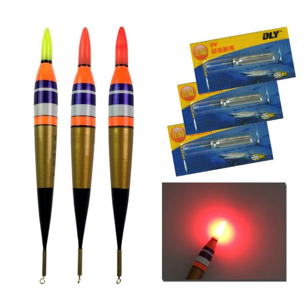 

fishing accessories 1pcs led balsa wood lighting electronic float rock saltwater sea luminous buoy glow floats