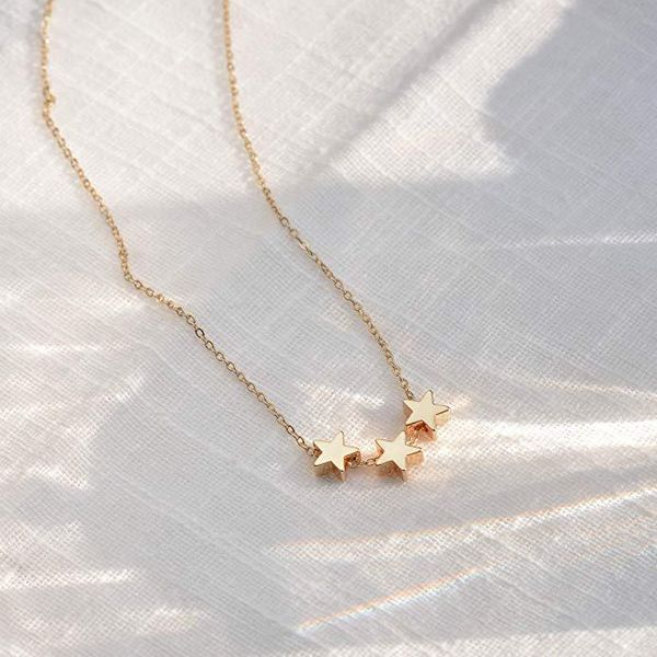 

pendant necklaces three pentagram necklace, women's collarbone chain contracted star accessories wholesale, Silver
