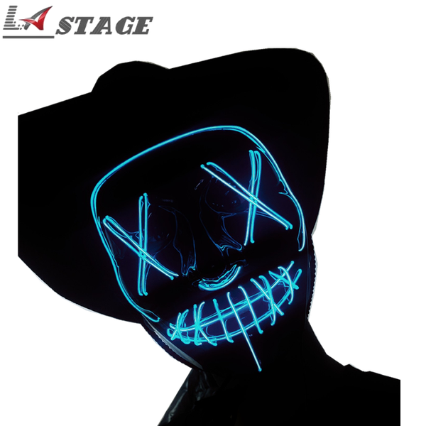 

party decoration halloween led mask masque masquerade masks neon light glow in the dark horror glowing techwear supplies