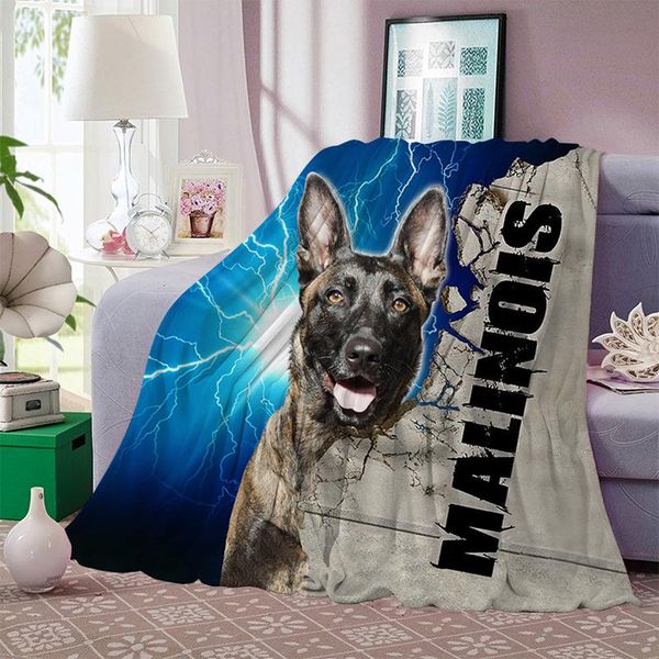 

blankets cloocl animal malinois dog flannel blanket 3d printing child quilt home life hiking picnic travel fashion throw