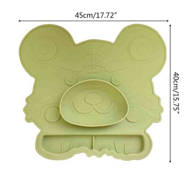 Bonito dos desenhos animados Tiger comida pegando o bebê placemat com bacia Groove bolsos criança infantil reutilizável silicone antiderrapante sucção n0hd g1210