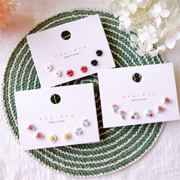 

dangle & chandelier three pairs of temperament ceramic set simple everyday geometric earrings niche design female trend, Silver