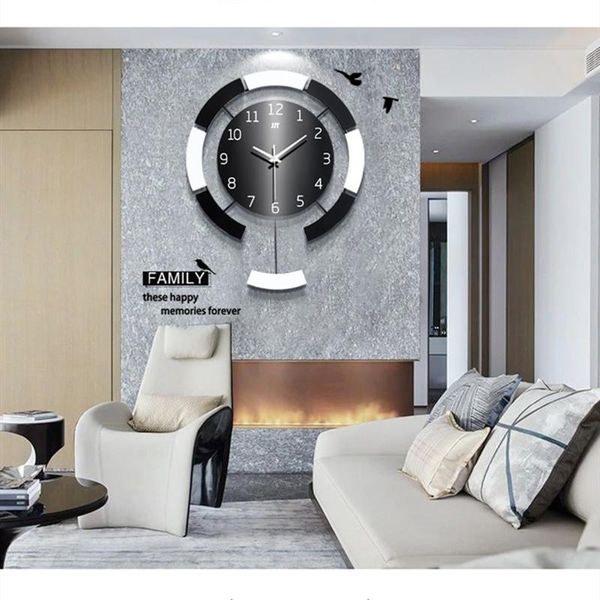 

wall clocks nordic simple pendulum clock living room creative antique wood swing home art decor quartz watch