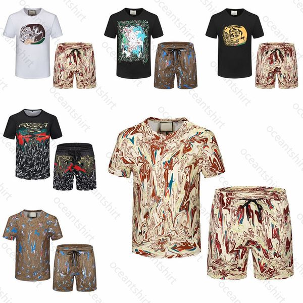 

mens tracksuits running sweatshirts printed shorts joggers suits 2021 men track suit short sleeve man designers tshirts pants sportwear, Gray