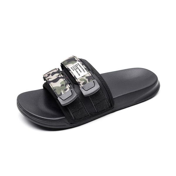 

men slippers casual shoes summer slides camouflage sandals 2 colors zapatos hombre a441 non-slip indoor outdoor cloth rubber, Black