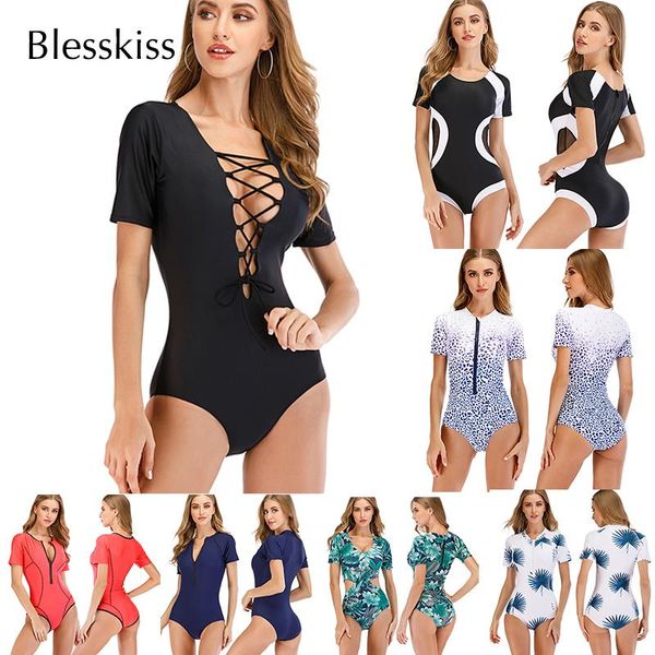 

sport swimsuit women one piece swimwear 2021 short sleeve onepiece surfing swimming suit trikini bathing one-piece suits