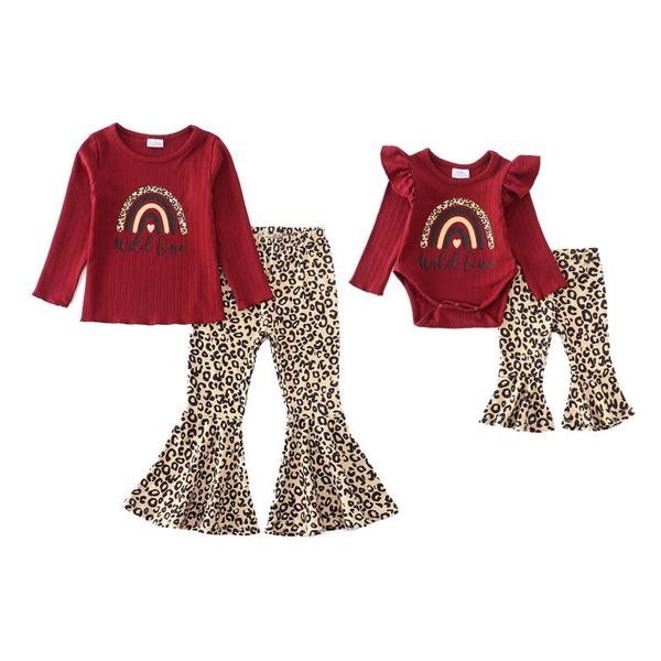 

clothing sets girlymax fall/winter sibling baby girls wild one wine leopard rainbow boutique stripe pants romper set kids, White