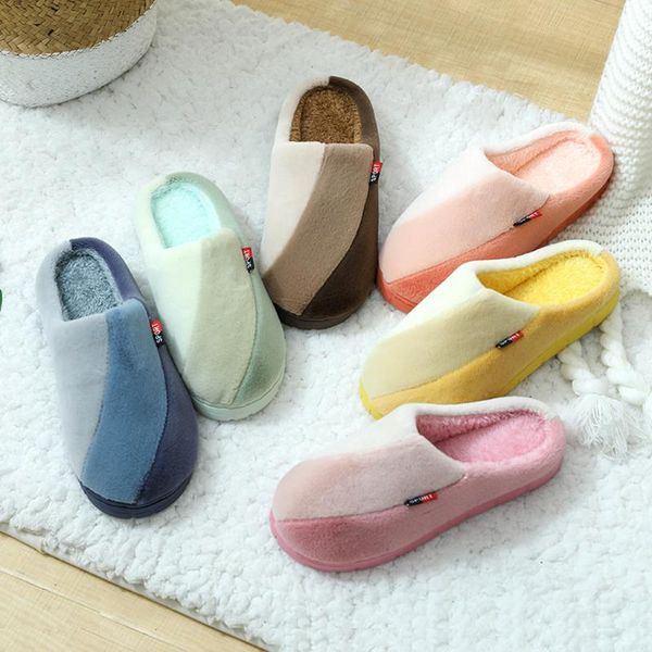 

women&men fashion indoor home cotton slippers winter warm soft plush #3, Black