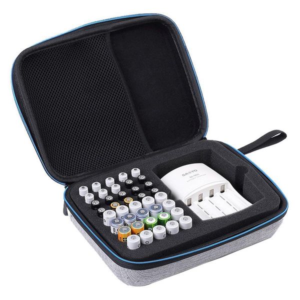 

storage bags battery box with tester (bt168) eva case holder fits for 140 batteries 9v c d lithium 3v