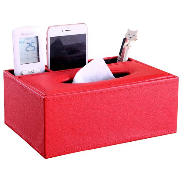 

tissue boxes & napkins pu leather phone multifunctional desk organizer pencil bedroom box home office remote control holder storage containe