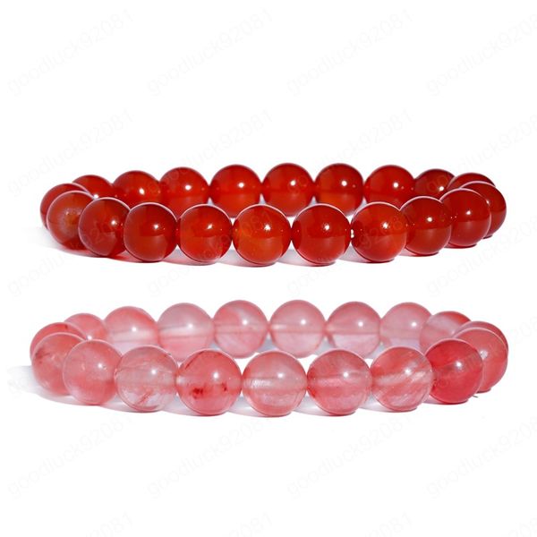 2 pçs / lote charme artesanal homens tecelagem pulseira étnica 10mm vermelho pedra contas pulseiras para mulheres yoga amizade