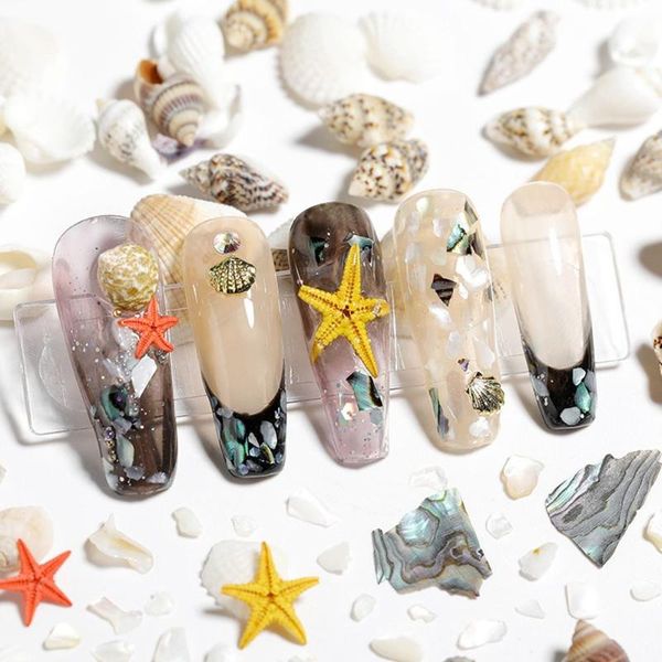 

nail art decorations natural rhinestone decoration starfish conch ocean wind irregular abalone slices shells beauty accessories tools, Silver;gold