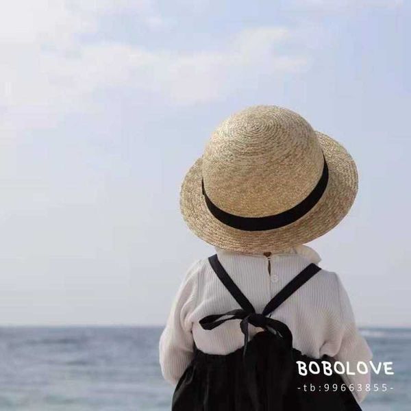 

children dome straw hat korean cute boys and girls super sun visor, Yellow