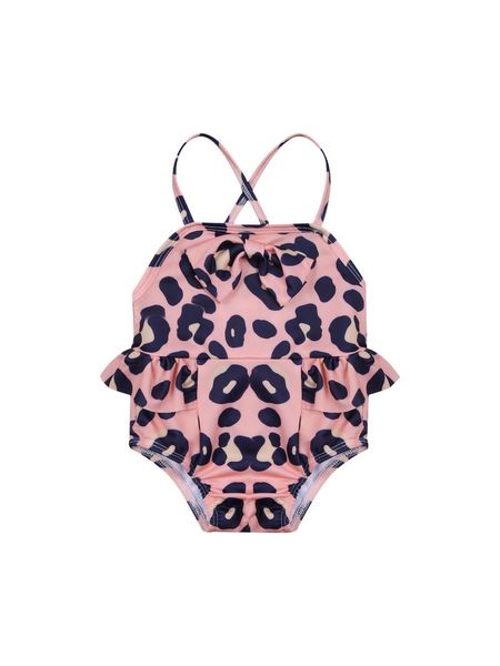 

toddler girl spaghetti straps swimsuits, sleeveless one piece swimwear, leopard printing bowknot decoration bathing suit one-pieces, Black