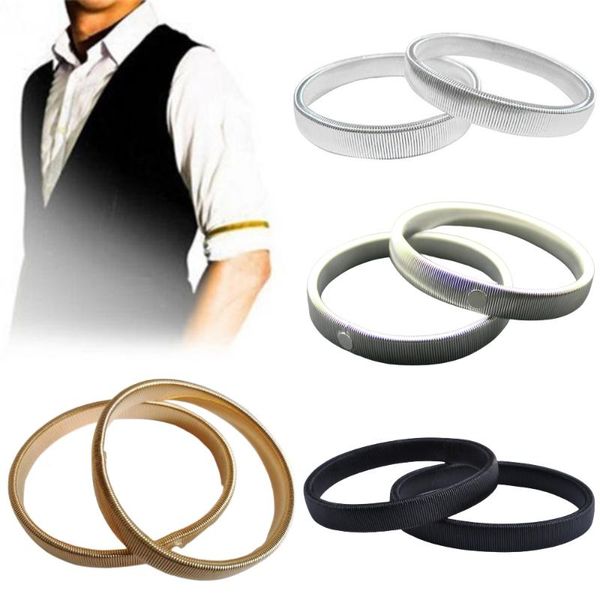 Bangle Mulheres Anti-Slip Metal Camisa de Manga Longa Titular Braço Faixa Estiramento Garter Primavera Pulseira Elástica Anel Masculino Buff Aro