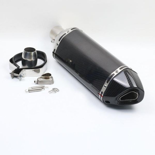 

motorcycle exhaust system 51mm inlet universal modified muffler scooter racing real carbon fiber 600cc for most motorbike ak046