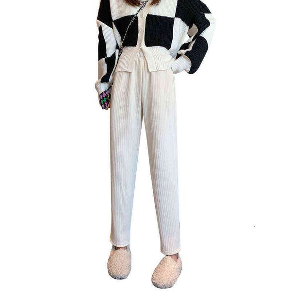 

thickened corduroy women's pants autumn and winter second generation chenille small leg harlan radish grandma, Black;white