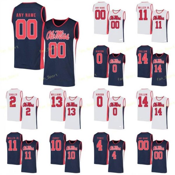 

ncaa college ole miss rebels basketball jersey 0 blake hinson 1 austin crowley 10 carlos curry 11 franco miller jr custom stitched, Black
