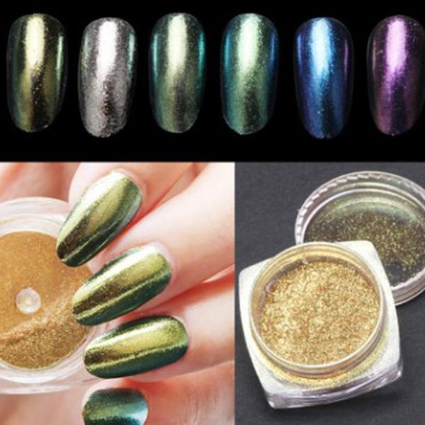 

nail glitter 4pcs laser holographic powder nails mirror polishing chrome pigments polish art decorations, Silver;gold