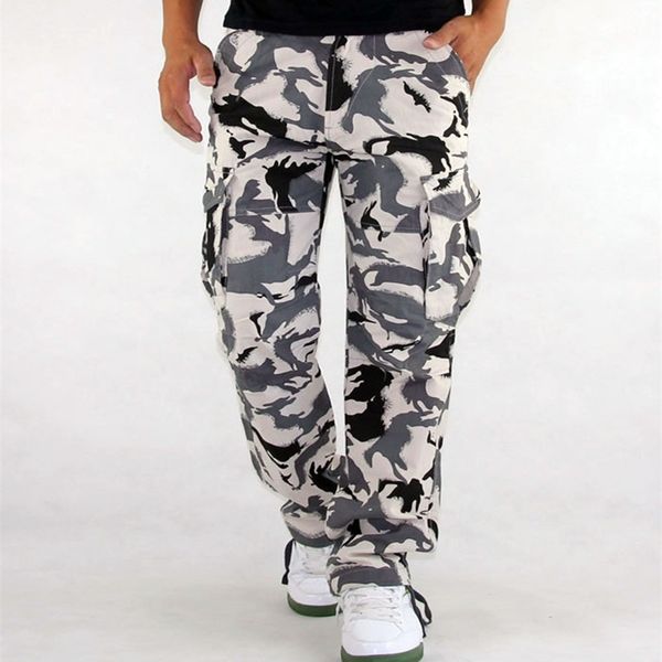 

men's cargo pants millitary clothing tactical men outdoor camouflage army style camo workwear trousers big size s-xxxl 210715, Black