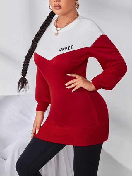 

letter graphic colorblock form fitted pullover 72dn#, White;black