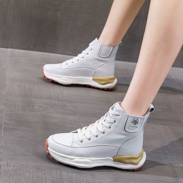 

martin autumn and winter 2021 thick soled short boots versatile casual sports cotton high small white shoes female, Black