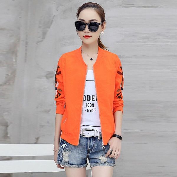 

women's jackets spring summer jacket women embroidery short bomber sun protection clothes thin coat outwear chaqueta mujer c4477, Black;brown