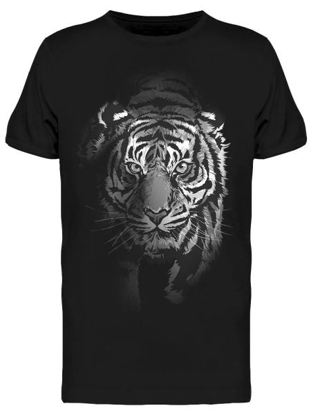 

tiger walking in the shadow tee men's -image by shutterstock, White;black