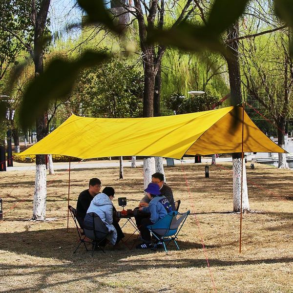 

lightweight outdoor skylight sunshade and rain-proof camping canopy 3.5*4 silver silicon tents shelters