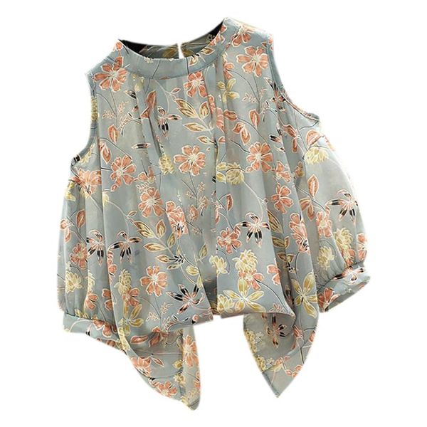 

women's blouses & shirts women printed off-the-shoulder chiffon blouse lady summer beach o-neck shirt short sleeve cold shoulder appliq, White