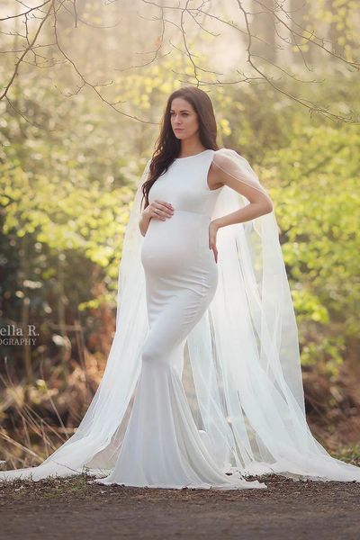 

tulle shawl maternity dresses for p shoot fancy pregnancy maxi gown elegence long pregnant women pgraphy props 2021, White