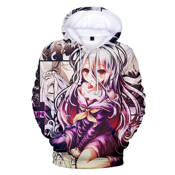 

men's hoodies & sweatshirts kawaii no game life 3d kids/men/women fashion casual harajuku anime hoodie kids/size, Black