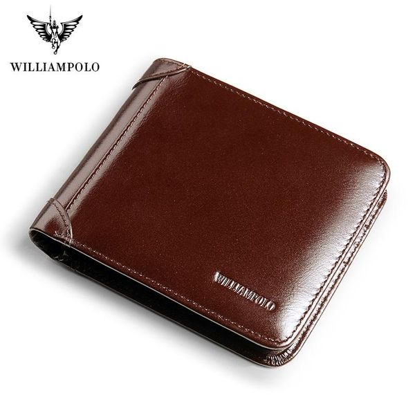 

wallets williampolo full grain leather short wallet men's casual multi-function card bag coin purses money cowhide, Red;black