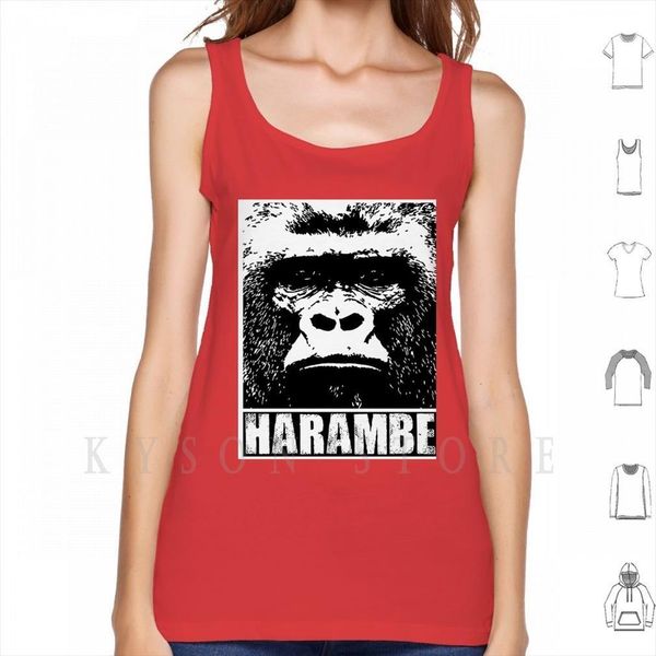 

harambe tank vest sleeveless gorilla rip retro rest in peace justice vintage, White;black