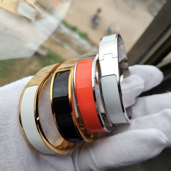 

designer bracelets enamel bracelet h love bangle letter party wedding women couple gift multiple colour fashion luxury jewelry size #17 with, Golden;silver