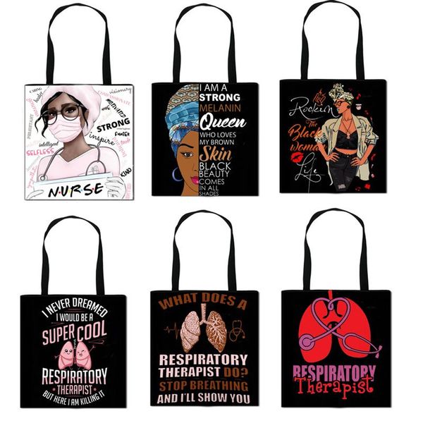 

pins, brooches 1pcs style polyester tote bag rt respiratory therapist nursing single-shoulder, Gray