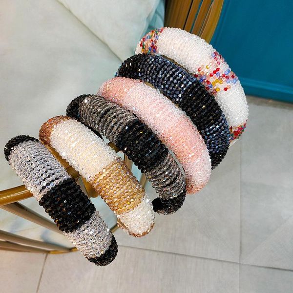 

hair clips & barrettes crystal beaded headband headdress fashion women's versatile knitting hoop hairpin, Golden;silver