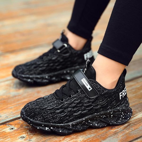 

athletic & outdoor boys shoes 2021 spring/autumn black mesh breathable big children fashionable sneakers kids non-slip casual size30-40