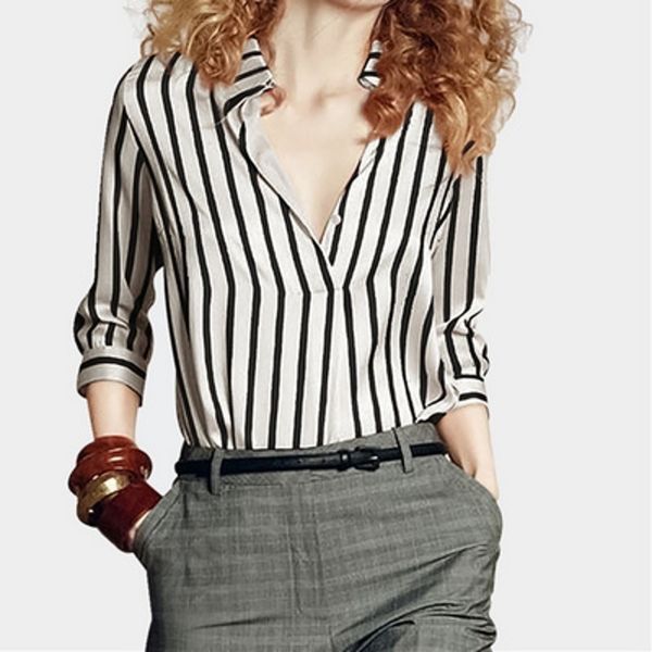 

summer women striped shirt blue elegant v neck button blouse ol casual loose vintage camisa feminina 210601, White