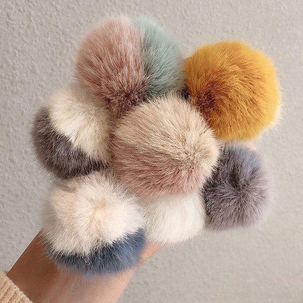 

y9u autumn accessories winter bservice belt children's accessories large warm big hair ball candy color head hair band headband, Slivery;white
