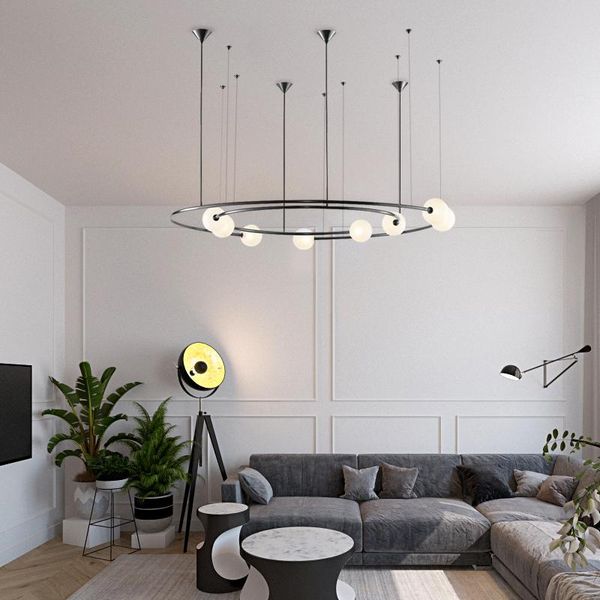 

chandeliers nordic post-modern minimalist chandelier, light luxury art ring hanging lamp living room dining led chandelier lighting