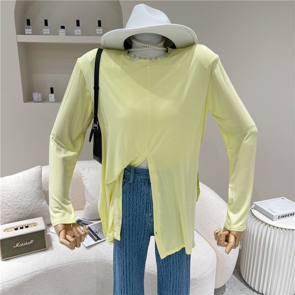 

polos spring summer fashion niche feminine design sense cross division loose longsleeve shirt, White