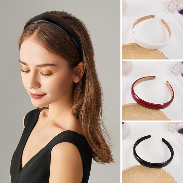 

hair accessories faux pu leather women hairband fashion simple headband soild color hoop girls lady
