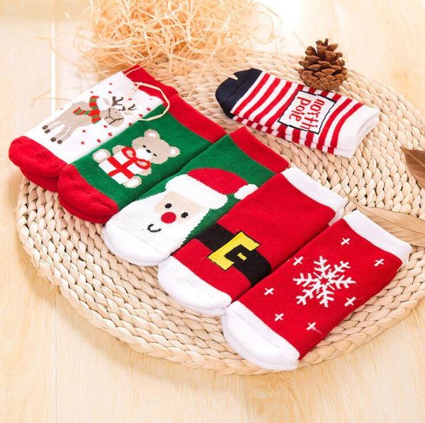 

1 paar katoen winter baby meisjes jongens kids sokken kinderen badstof sneeuwvlok elanden kerstman kerst beer gift goedkope stuff kleding_xm, Pink;yellow