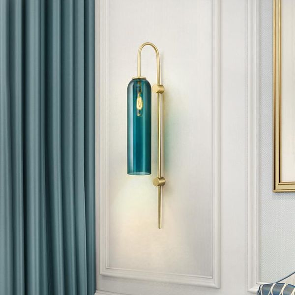 

wall lamps nordic led modern tube lamp blue glass lighting living room bedroom restaurant kitchen bar fixtures lights
